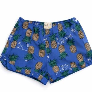 Sea New York 100% silk Blue Pineapple Print Shorts size 6